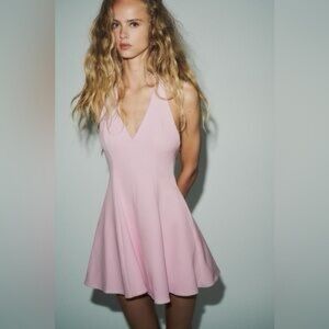 Zara halter godet short Pink Halter Dress sz small